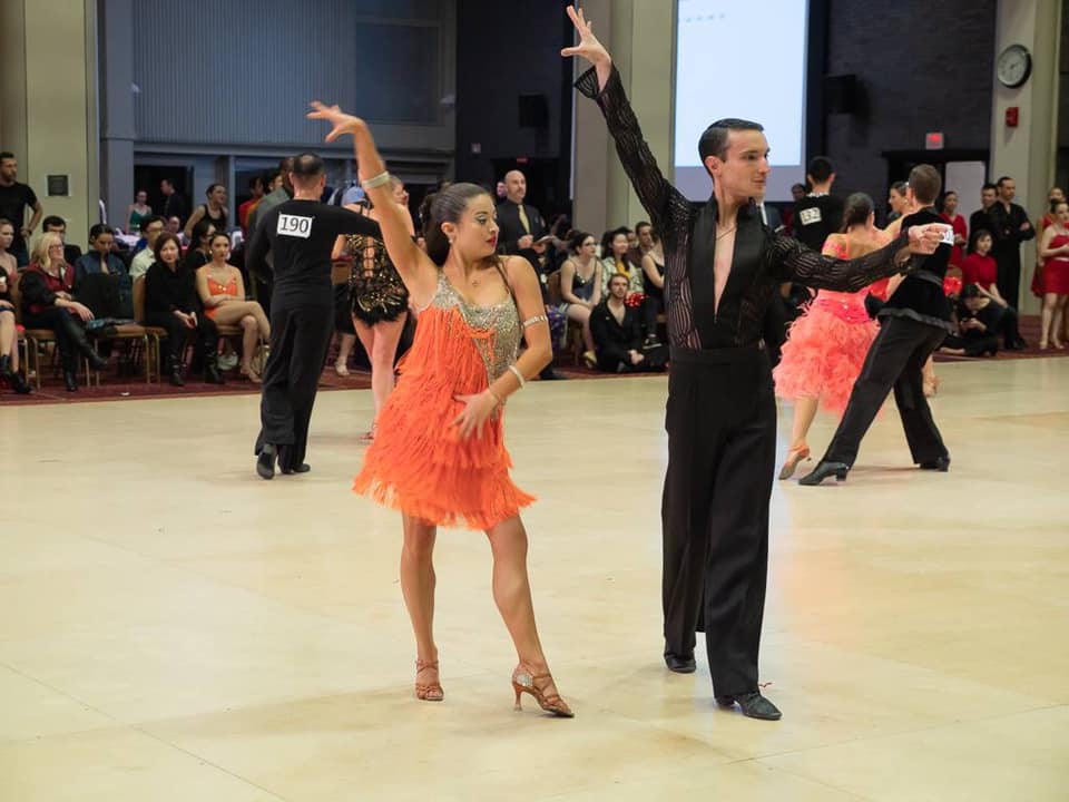 Mariela Dyer '20 and her partner at the BU Ballroom Competition this past Sunday, Photo Courtesy of Ron Hoffmann